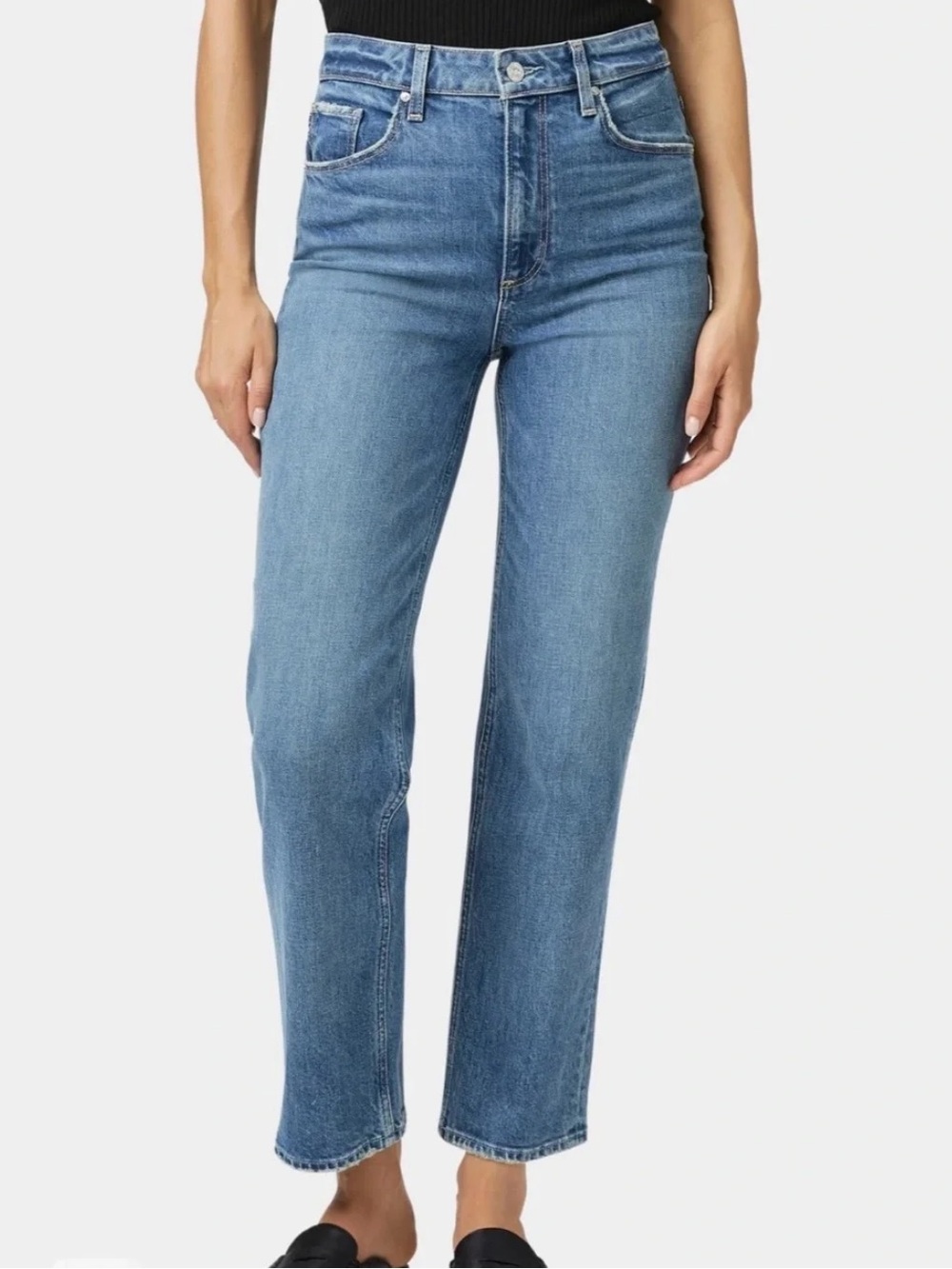PAIGE Straight Leg Jeans in Medium Blue Wash 30